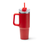 Bouteille isotherme en acier inoxydable recyclé avec paille 870ml couleur rouge