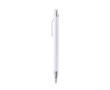 Stylo bille en aluminium recyclé mat, clip transparent et encre bleue couleur blanc