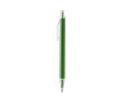 Stylo bille en aluminium recyclé mat, clip transparent et encre bleue couleur vert