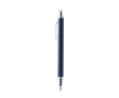 Stylo bille en aluminium recyclé mat, clip transparent et encre bleue couleur bleu marine