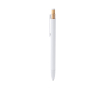 Stylo bille en aluminium recyclé mat et bambou, encre bleue couleur blanc