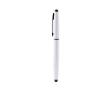 Stylo roller en aluminium recyclé avec embout tactile, encre bleue couleur blanc