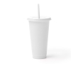 Gobelet réutilisable en plastique recyclé, couvercle et paille 710 ml couleur blanc