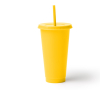 Gobelet réutilisable en plastique recyclé, couvercle et paille 710 ml couleur jaune