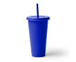 Gobelet réutilisable en plastique recyclé, couvercle et paille 710 ml couleur bleu roi