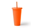 Gobelet réutilisable en plastique recyclé, couvercle et paille 710 ml couleur orange