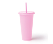 Gobelet réutilisable en plastique recyclé, couvercle et paille 710 ml couleur rose