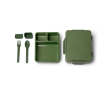 Lunch box en plastique anti-fuite avec compartiments et couverts 1 L couleur vert foncé