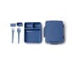 Lunch box en plastique anti-fuite avec compartiments et couverts 1 L couleur bleu marine