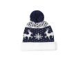 Bonnet en polyester avec motif de Noël original et pompon rouge couleur bleu marine