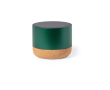 Enceinte en aluminium recyclé avec base en liège et puissance de 3W couleur vert