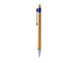 Stylo en bambou avec détails translucides et encre bleue couleur bleu roi