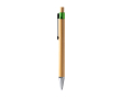 Stylo en bambou avec détails translucides et encre bleue couleur vert