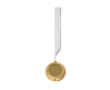 Médaille métallique avec ruban en polyester et mousqueton Ø 7 cm couleur blanc