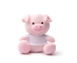 Peluche animal assis avec t-shirt blanc personnalisable couleur rose