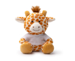 Peluche animal assis avec t-shirt blanc personnalisable couleur marron orangé