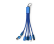 Câble de charge multiport 7 en 1 en aluminium recyclé couleur bleu roi
