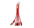 Câble de charge multiport 7 en 1 en aluminium recyclé couleur rouge