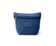 Trousse de toilette en velours côtelé avec fermeture éclair et patch en cuir synthétique couleur bleu marine