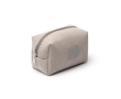 Trousse de toilette en velours côtelé avec patch en cuir synthétique et fermeture éclair couleur gris