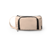Trousse de toilette en polyester recyclé avec ouverture supérieure et poignée couleur beige