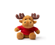 Peluche de renne assis en polyester doux avec t-shirt uni couleur rouge