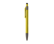 Stylo à bille en aluminium avec embout tactile et encre bleue couleur jaune