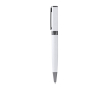 Stylo à bille rotatif en aluminium recyclé avec recharge jumbo à encre bleue couleur blanc