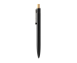 Stylo en aluminium avec bouton-poussoir en bambou, clip métallique et encre bleue couleur noir