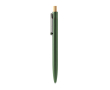 Stylo en aluminium avec bouton-poussoir en bambou, clip métallique et encre bleue couleur vert