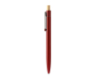 Stylo en aluminium avec bouton-poussoir en bambou, clip métallique et encre bleue couleur rouge