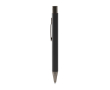 Stylo à poussoir en aluminium recyclé au toucher gomme et encre bleue couleur noir