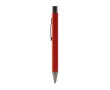 Stylo à poussoir en aluminium recyclé au toucher gomme et encre bleue couleur rouge