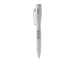Stylo en plastique avec lampe LED, mécanisme à bouton-poussoir et encre bleue couleur blanc