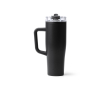 Mug isotherme en acier inoxydable et plastique avec paille 830ml couleur noir
