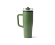 Mug isotherme en acier inoxydable et plastique avec paille 830ml couleur vert foncé