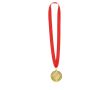 Médaille classique de gagnant finition dorée avec ruban rouge couleur doré