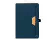 Carnet avec poche extérieure et détail marron en PU A5 pages lignées couleur bleu marine