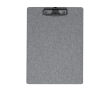 Porte-bloc en polyester RPET avec pince et porte-stylo A4 couleur gris