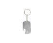 Porte-clés décapsuleur en aluminium recyclé GRS de forme rectangulaire couleur argenté