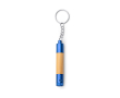 Stylo en bambou avec lampe torche LED, détails métallisés et encre bleue couleur bleu roi