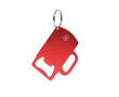 Porte-clés décapsuleur en aluminium recyclé GRS en forme de chope couleur rouge