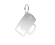 Porte-clés décapsuleur en aluminium recyclé GRS en forme de chope couleur argenté
