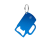 Porte-clés décapsuleur en aluminium recyclé GRS en forme de chope couleur bleu