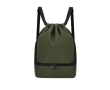 Sac à dos à cordons en PU avec poche inférieure pour chaussures couleur vert