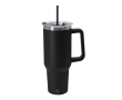 Grand mug en acier inox recyclé avec paille et ouverture 1,2 L couleur noir