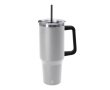 Grand mug en acier inox recyclé avec paille et ouverture 1,2 L couleur gris