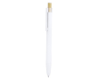 Stylo avec pointe tactile en aluminium et bambou, encre bleue couleur blanc