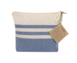 Trousse en coton recyclé à rayures avec fermeture éclair 180 g/m² couleur bleu marine