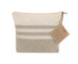 Trousse en coton recyclé à rayures avec fermeture éclair 180 g/m² couleur naturel